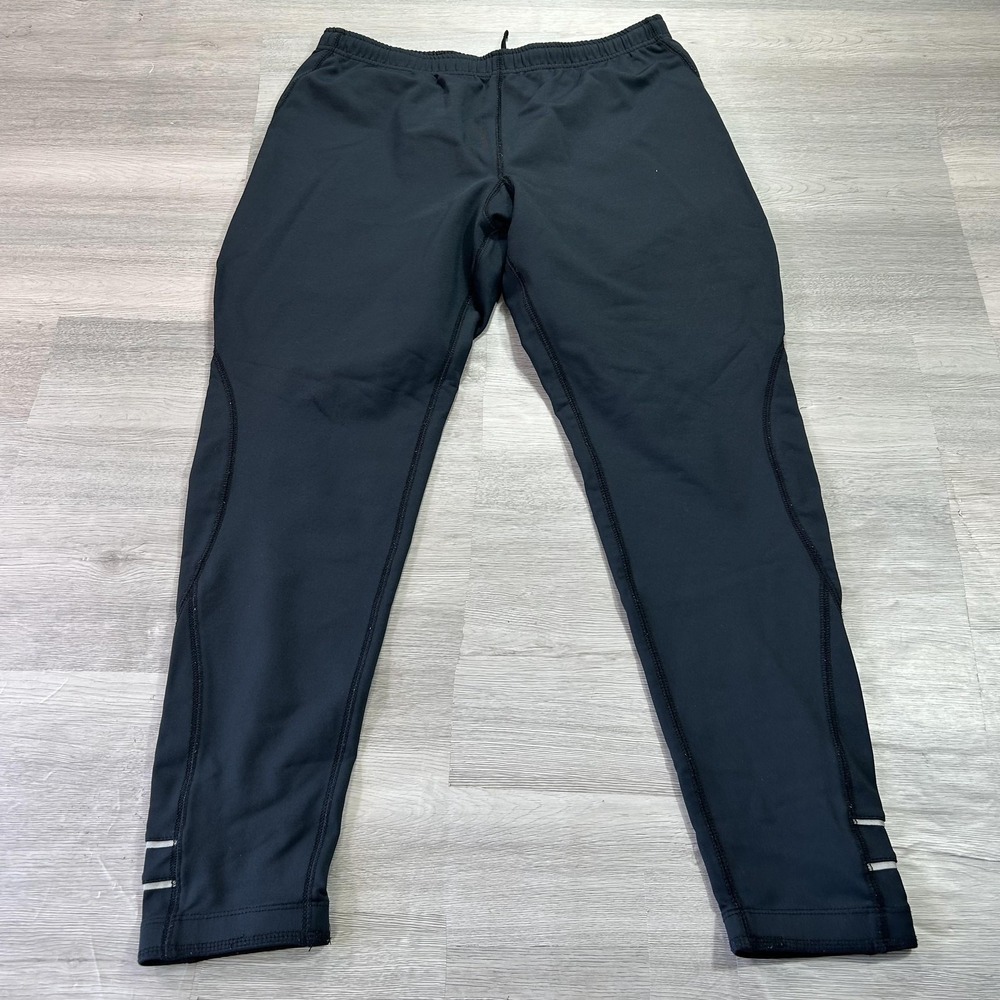 L.L. Bean Leggings Womens Large Black Compression Running Reflective Athletic